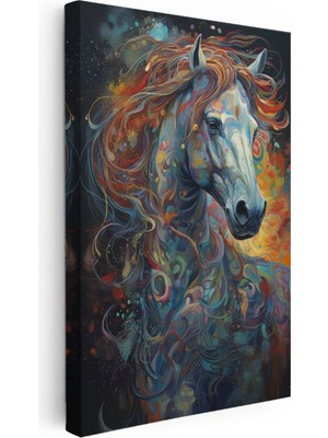 Tablofest Dikey Kanvas Tablo Soyut Renk Geçişli At Tablosu Ev Ofis Duvar Dekoru