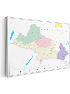 Tablofest Yatay Kanvas Tablo Kilis Ilçe Detaylı Harita Tablosu Ev Ofis Duvar Dekoru