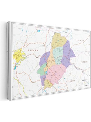Tablofest Yatay Kanvas Tablo Kırıkkale Siyasi Sınır Harita Tablosu Ev Ofis Duvar Dekoru