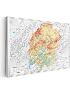 Tablofest Yatay Kanvas Tablo Kahramanmaraş Coğrafi Yapı Harita Tablosu Ev Ofis Duvar Dekoru