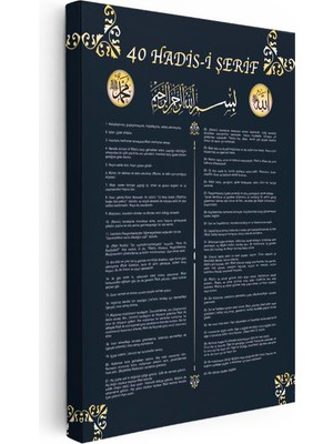 Tablofest Dikey Kanvas Tablo 40 Hadisi Şerif Türkçe Yazılı Dini Islami Tablo Ev Ofis Duvar Dekoru