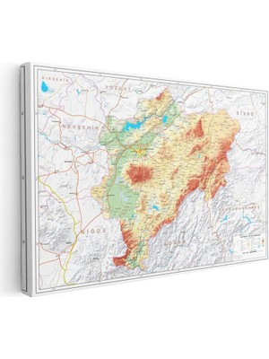 Tablofest Yatay Kanvas Tablo Kayseri Topografik Çizim Harita Tablosu Ev Ofis Duvar Dekoru