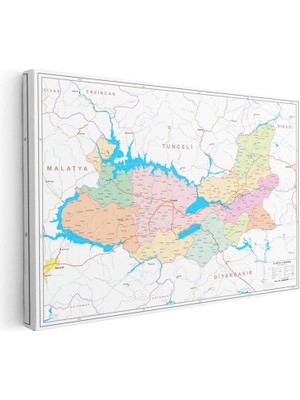 Tablofest Yatay Kanvas Tablo Elazığ Idari Bölümler Harita Tablosu Ev Ofis Duvar Dekoru