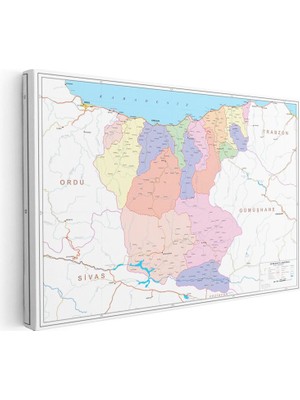 Tablofest Yatay Kanvas Tablo Giresun Idari Bölümler Harita Tablosu Ev Ofis Duvar Dekoru