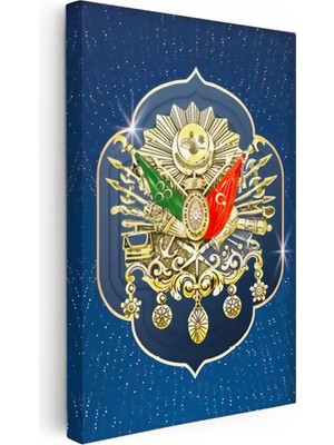 Tablofest Dikey Kanvas Tablo Osmanlı Arması Tuğralı Tasarım Dini Islami Tablo Ev Ofis Duvar Dekoru
