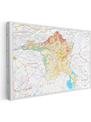 Tablofest Yatay Kanvas Tablo Ankara Başkent Coğrafi Yeryüzü Harita Tablosu Ev Ofis Duvar Dekoru