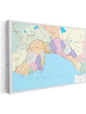 Tablofest Yatay Kanvas Tablo Antalya Idari Bölümler Harita Tablosu Ev Ofis Duvar Dekoru