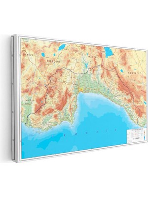 Tablofest Yatay Kanvas Tablo Antalya Fiziki Yeryüzü Harita Tablosu Ev Ofis Duvar Dekoru