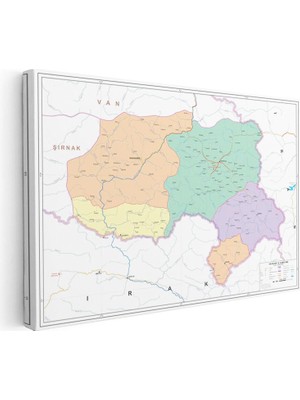 Tablofest Yatay Kanvas Tablo Hakkari Mülki Idare Harita Tablosu Ev Ofis Duvar Dekoru