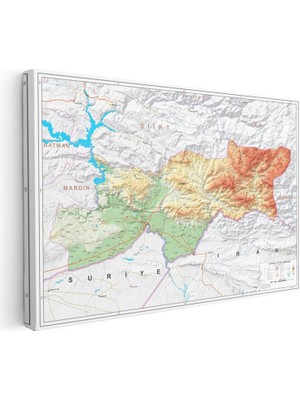 Tablofest Yatay Kanvas Tablo Şırnak Topografik Çizim Harita Tablosu Ev Ofis Duvar Dekoru
