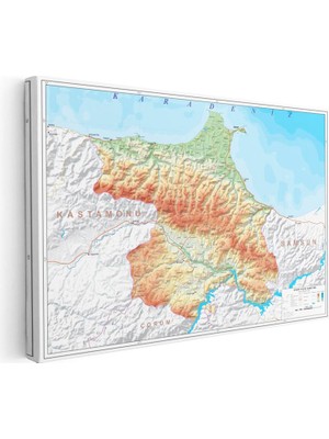 Tablofest Yatay Kanvas Tablo Sinop Coğrafi Yapı Harita Tablosu Ev Ofis Duvar Dekoru