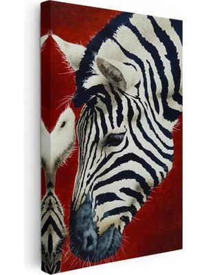 Tablofest Dikey Kanvas Tablo Doğal Desen Zebra Tablosu Ev Ofis Duvar Dekoru