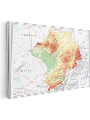 Tablofest Yatay Kanvas Tablo Niğde Coğrafi Yapı Harita Tablosu Ev Ofis Duvar Dekoru