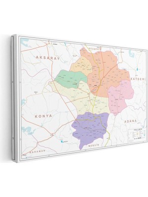 Tablofest Yatay Kanvas Tablo Niğde Yerleşim Planı Harita Tablosu Ev Ofis Duvar Dekoru