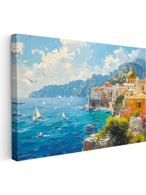 Tablofest Yatay Kanvas Tablo Italyan Sahili Kubbeli Yapılar Şehir Mimari Tablo Ev Ofis Duvar Dekoru