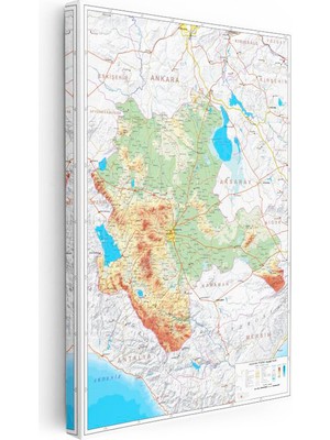 Tablofest Dikey Kanvas Tablo Konya Geniş Ova ve Yeryüzü Harita Tablosu Ev Ofis Duvar Dekoru