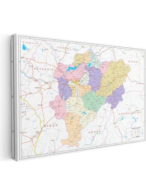 Tablofest Yatay Kanvas Tablo Kayseri Mülki Idare Harita Tablosu Ev Ofis Duvar Dekoru