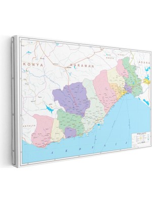 Tablofest Yatay Kanvas Tablo Mersin Mülki Idare Harita Tablosu Ev Ofis Duvar Dekoru