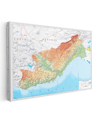 Tablofest Yatay Kanvas Tablo Mersin Topografik Çizim Harita Tablosu Ev Ofis Duvar Dekoru