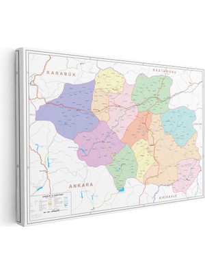 Tablofest Yatay Kanvas Tablo Çankırı Bölgesel Alan Harita Tablosu Ev Ofis Duvar Dekoru