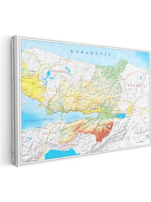 Tablofest Yatay Kanvas Tablo Kocaeli Topografik Harita Tablosu Ev Ofis Duvar Dekoru
