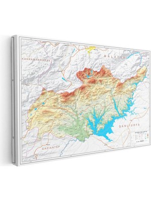 Tablofest Yatay Kanvas Tablo Adıyaman Dağlık Arazi Görünümü Harita Tablosu Ev Ofis Duvar Dekoru