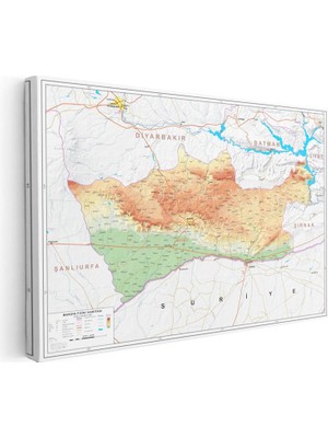 Tablofest Yatay Kanvas Tablo Mardin Coğrafi Yapı Harita Tablosu Ev Ofis Duvar Dekoru