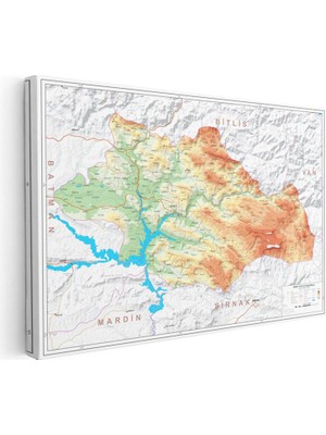 Tablofest Yatay Kanvas Tablo Siirt Fiziki Yeryüzü Harita Tablosu Ev Ofis Duvar Dekoru