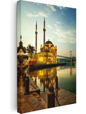 Tablofest Dikey Kanvas Tablo Istanbul Ortaköy Camii ve Köprü Şehir Mimari Tablo Ev Ofis Duvar Dekoru