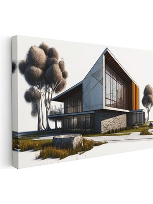 Tablofest Yatay Kanvas Tablo Keskin Hatlı Betonarme Yapı Tasarımı Mimar Tablosu Ev Ofis Duvar Dekoru