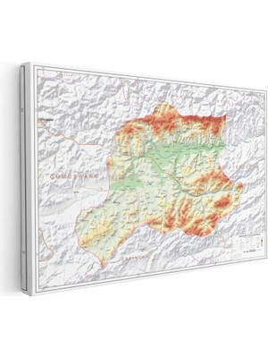 Tablofest Yatay Kanvas Tablo Bayburt Coğrafi Yapı Harita Tablosu Ev Ofis Duvar Dekoru