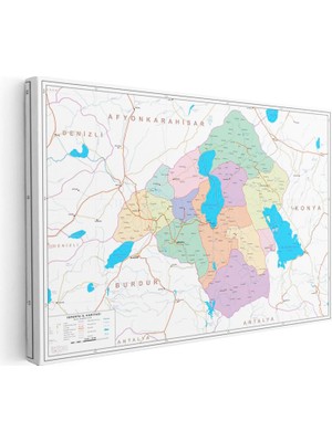 Tablofest Yatay Kanvas Tablo Isparta Siyasi Sınır Harita Tablosu Ev Ofis Duvar Dekoru