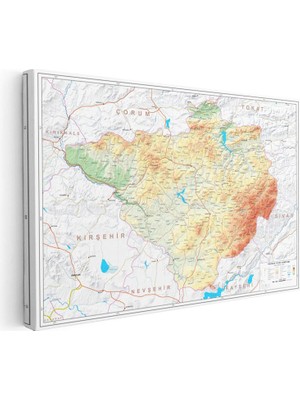 Tablofest Yatay Kanvas Tablo Yozgat Yeryüzü Şekilleri Harita Tablosu Ev Ofis Duvar Dekoru