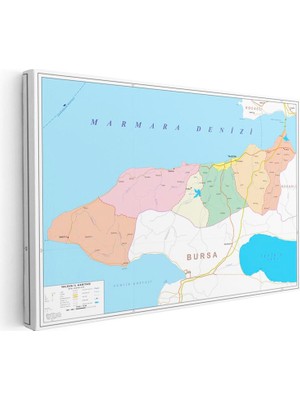 Tablofest Yatay Kanvas Tablo Yalova Siyasi Sınır Harita Tablosu Ev Ofis Duvar Dekoru