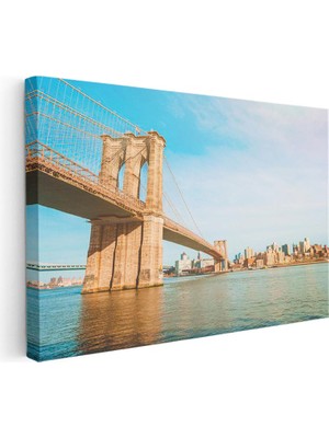 Tablofest Yatay Kanvas Tablo Brooklyn Köprüsü Taş Ayaklar Şehir Mimari Tablo Ev Ofis Duvar Dekoru