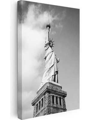 Tablofest Dikey Kanvas Tablo Özgürlük Heykeli ve Kaide Şehir Mimari Tablo Ev Ofis Duvar Dekoru