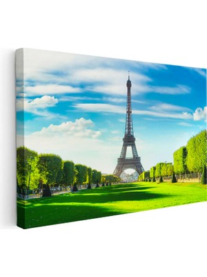 Tablofest Yatay Kanvas Tablo Eyfel Kulesi Champ De Mars Parkı Şehir Mimari Tablo Ev Ofis Duvar Dekoru