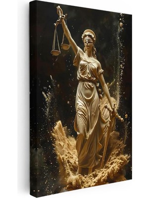 Tablofest Dikey Kanvas Tablo Kum Efektli Adalet Tanrıçası Adalet Tablosu Ev Ofis Duvar Dekoru