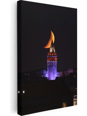 Tablofest Dikey Kanvas Tablo Galata Kulesi Tepesinde Hilal Şehir Mimari Tablo Ev Ofis Duvar Dekoru