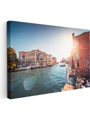 Tablofest Yatay Kanvas Tablo Venedik Sular Şehri Güneşli Gün Şehir Mimari Tablo Ev Ofis Duvar Dekoru