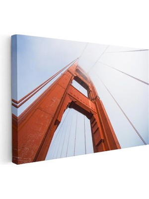 Tablofest Yatay Kanvas Tablo Golden Gate Köprüsü Kızıl Kule Şehir Mimari Tablo Ev Ofis Duvar Dekoru