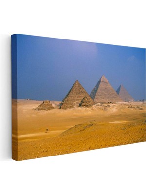 Tablofest Yatay Kanvas Tablo Büyük Giza Piramitleri ve Çöl Manzarası Şehir Mimari Tablo Ev Ofis Duvar Dekoru