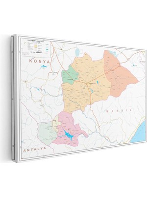 Tablofest Yatay Kanvas Tablo Karaman Siyasi Sınır Harita Tablosu Ev Ofis Duvar Dekoru