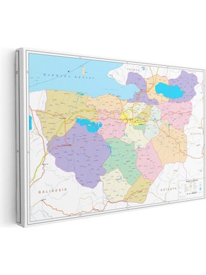 Tablofest Yatay Kanvas Tablo Bursa Idari Sınırlar Harita Tablosu Ev Ofis Duvar Dekoru
