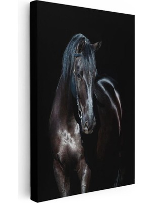 Tablofest Dikey Kanvas Tablo Parlak Tüylü At Tablosu Ev Ofis Duvar Dekoru