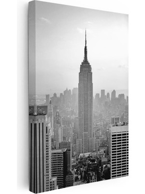 Tablofest Dikey Kanvas Tablo New York Gökdelenler ve Empire State Şehir Mimari Tablo Ev Ofis Duvar Dekoru