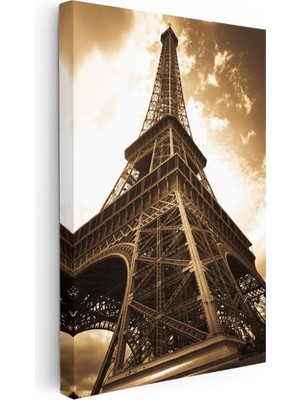Tablofest Dikey Kanvas Tablo Eyfel Kulesi Nostaljik Görünüm Şehir Mimari Tablo Ev Ofis Duvar Dekoru