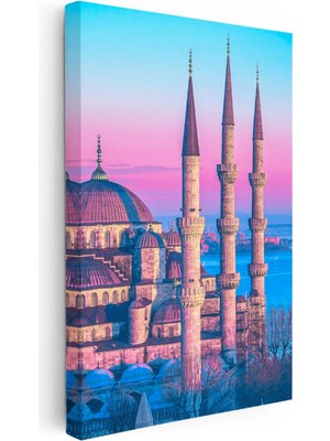 Tablofest Dikey Kanvas Tablo Sultanahmet Camii Üç Minare Şehir Mimari Tablo Ev Ofis Duvar Dekoru