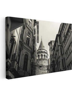 Tablofest Yatay Kanvas Tablo Galata Kulesi Tarihi Sokak Şehir Mimari Tablo Ev Ofis Duvar Dekoru