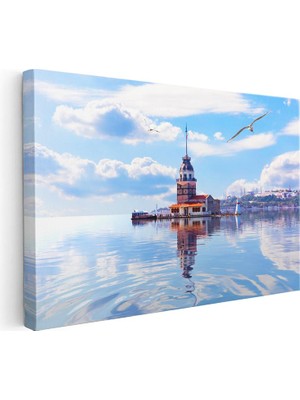 Tablofest Yatay Kanvas Tablo Kız Kulesi Deniz Yansıması Şehir Mimari Tablo Ev Ofis Duvar Dekoru